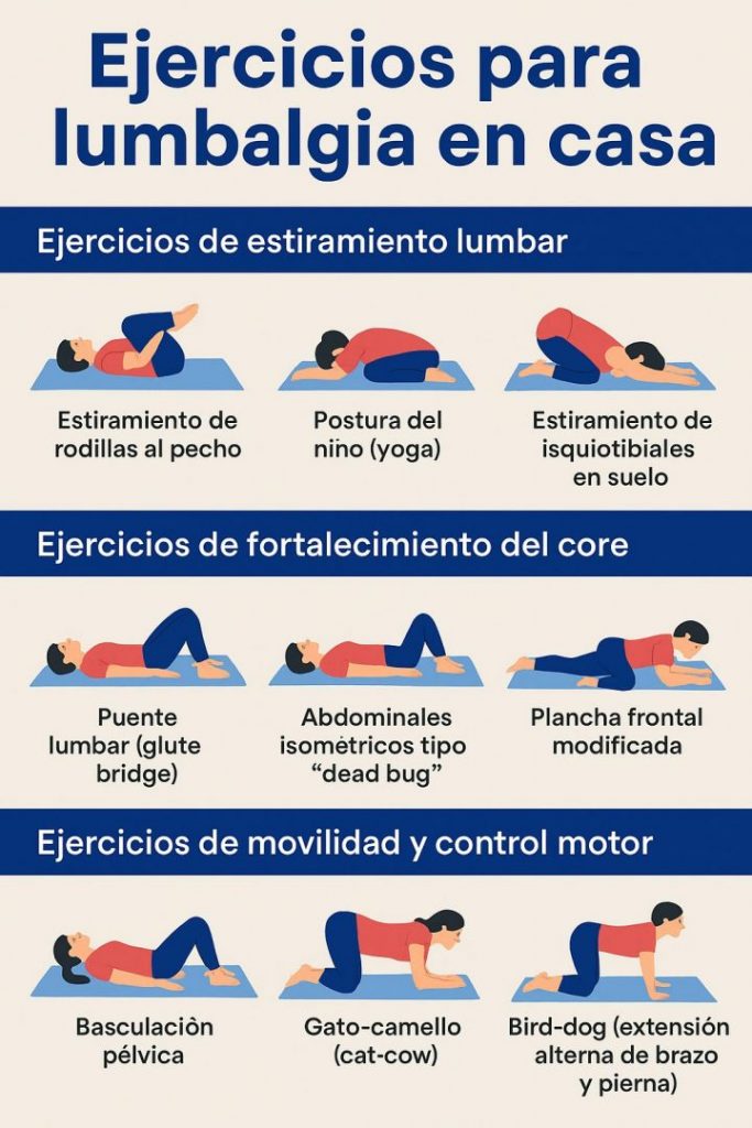 Infografia ejercicios para dolor lumbar