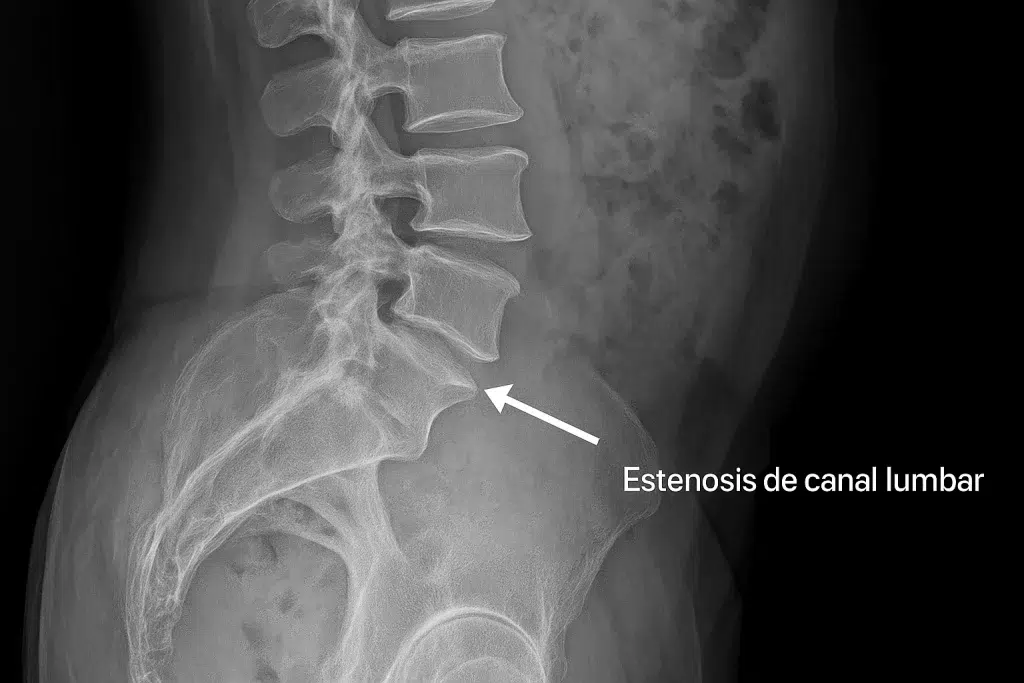Radiografia de paciente adulto mayor con estenosis de canal lumbar