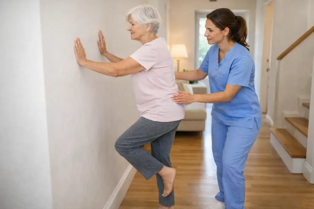 ejercicio de equilibrio para prevención de caídas en rehabilitación funcional de la sarcopenia
