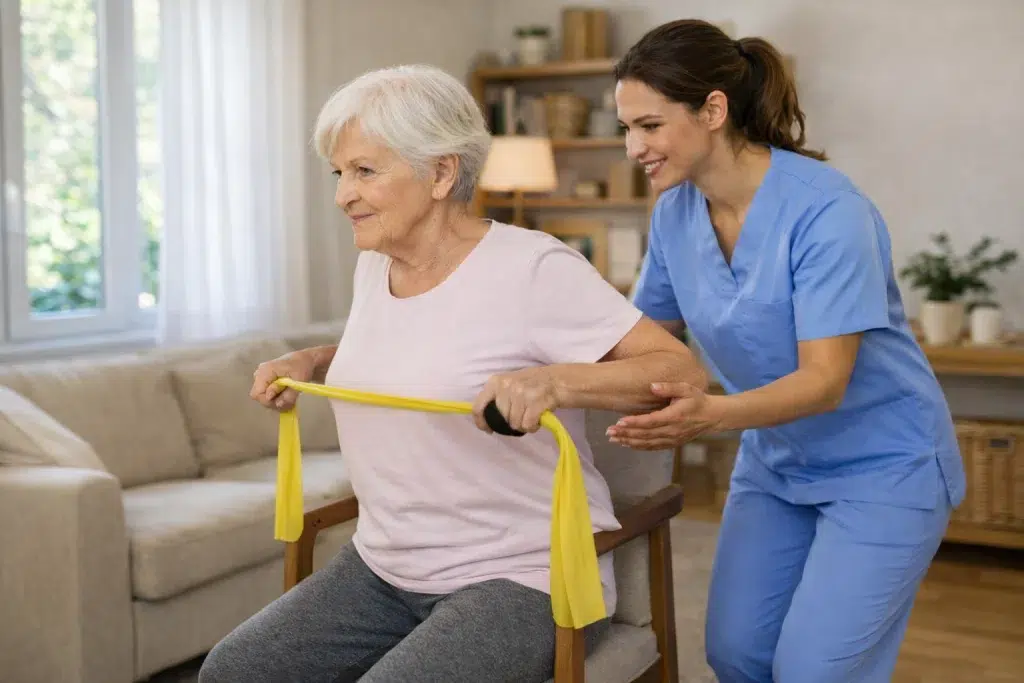 entrenamiento de fuerza progresivo con banda elástica en rehabilitación funcional para sarcopenia
