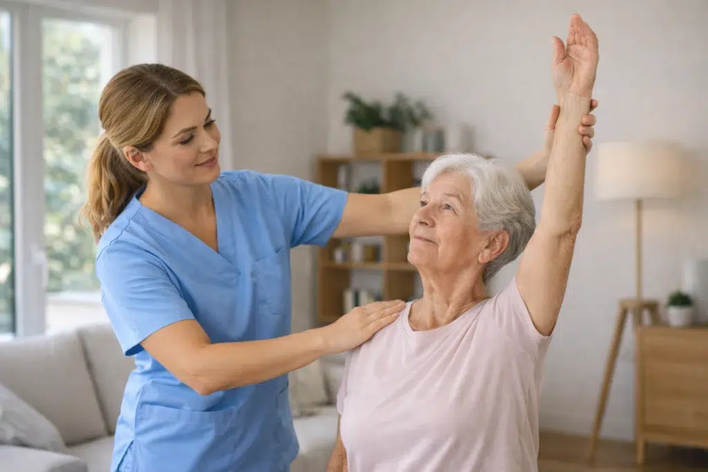 Rehabilitación de fractura de húmero en persona mayor con fisioterapia a domicilio