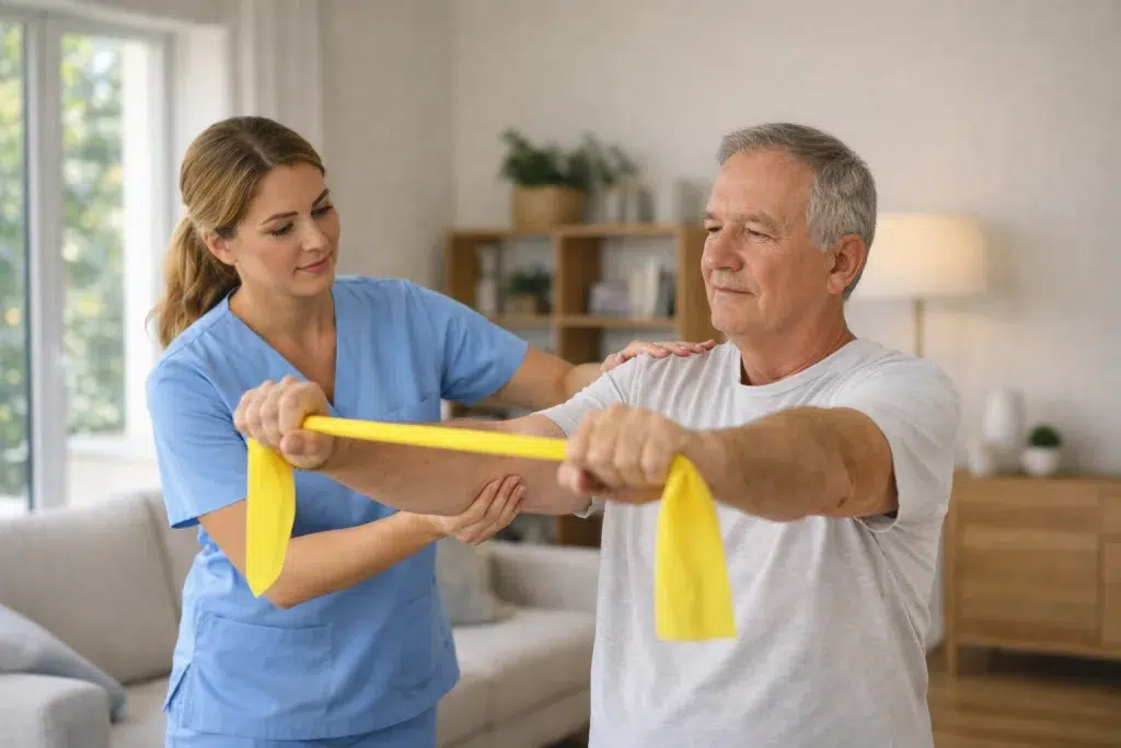 Fortalecimiento del hombro con banda elástica tras fractura de húmero